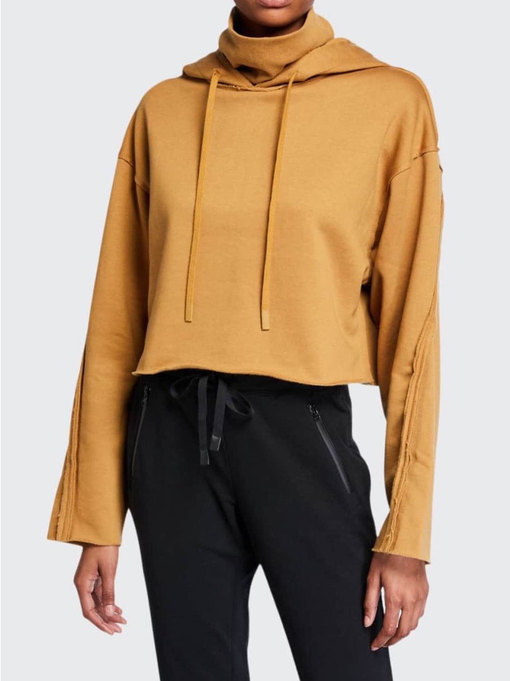 Alo yoga effortless hoodie cropped sweatshirt turtleneck tan sweater women’s XS
